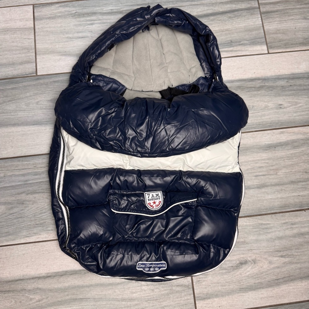 7 A.M. Enfant Baby Shield LS100 Stroller Car Seat Footmuff Blue & White Winter